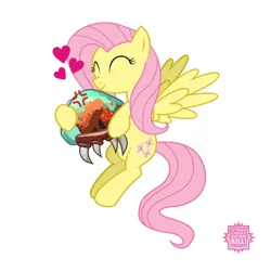 Size: 1347x1347 | Tagged: safe, artist:twifight-sparkill, fluttershy, pegasus, pony, cross-popping veins, crossover, eyes closed, flying, frown, happy, heart, image, metroid, metroid (species), png, smiling, spread wings, tail, wings, wip