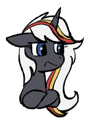 Size: 401x527 | Tagged: safe, artist:brella, derpibooru import, oc, oc:velvet remedy, pony, unicorn, fallout equestria, bust, female, frown, gif, horn, image, mare, outline, portrait, simple background, solo, transparent background, white outline