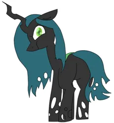 Size: 478x518 | Tagged: suggestive, artist:anonymous, queen chrysalis, changeling, changeling queen, /mlp/, 4chan, angry, bugbutt, butt, butt focus, drawthread, female, frown, image, looking at you, looking back, plot, png, simple background, solo, white background