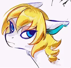 Size: 1398x1342 | Tagged: safe, artist:bluestarpipixing, derpibooru import, ponified, pony, animal crossing, blonde mane, blue eyes, bust, colton (animal crossing), image, jpeg, portrait, simple background, solo, unamused, white background, white coat