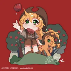 Size: 750x750 | Tagged: safe, artist:wumingshi61160, derpibooru import, applejack, equestria girls, g4, image, jpeg, solo