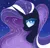 Size: 1280x1236 | Tagged: safe, artist:flutterbug18, derpibooru import, nightmare rarity, pony, unicorn, g4, blue eyes, bust, colored pupils, cute, ethereal mane, eyelashes, female, flowing mane, happy, horn, image, jpeg, lidded eyes, looking at you, mare, portrait, purple mane, smiling, smiling at you, solo, sparkles, starry mane, starry night, stars