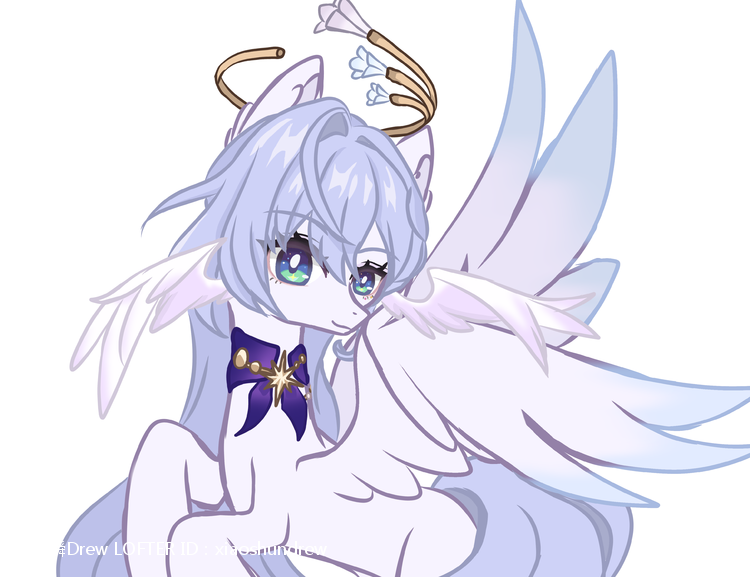 Size: 750x577 | Tagged: safe, artist:xiaoshundrew, derpibooru import, ponified, pegasus, pony, female, honkai: star rail, image, mare, png, robin (honkai: star rail)