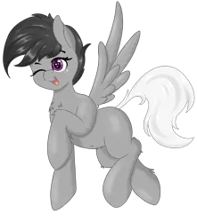 Size: 3847x4344 | Tagged: safe, artist:marbatra, derpibooru import, oc, chest fluff, flying, image, one eye closed, open mouth, png