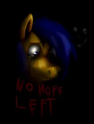 Size: 600x788 | Tagged: safe, artist:juninhooficial, derpibooru import, oc, oc:juninho, unofficial characters only, earth pony, pony, caption, darkness, depressed, image, jpeg, nightmare fuel, sad, scary, smiley face, solo, text, vent art