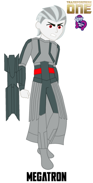 Size: 1141x2223 | Tagged: safe, artist:robertsonskywa1, derpibooru import, equestria girls, g4, angry, arm cannon, decepticon, equestria girls-ified, image, male, megatron, photo, png, simple background, solo, transformers, transformers one, transparent background