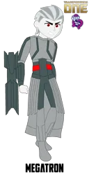 Size: 1141x2223 | Tagged: safe, artist:robertsonskywa1, derpibooru import, equestria girls, g4, angry, arm cannon, decepticon, equestria girls-ified, image, male, megatron, photo, png, simple background, solo, transformers, transformers one, transparent background