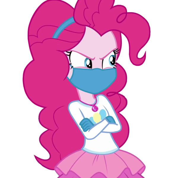 Size: 3840x3840 | Tagged: safe, artist:blockslikepl, artist:brokenadam, derpibooru import, edit, edited screencap, screencap, pinkie pie, human, equestria girls, g4, :c, >:c, angry, background removed, clothes, coronavirus, covid-19, crossed arms, cutie mark, cutie mark on clothes, equestria girls specials, face mask, female, frown, geode of sugar bombs, gloves, hairband, image, jewelry, long sleeves, magical geodes, mask, my little pony equestria girls: rollercoaster of friendship, necklace, not a vector, pinkie pie is not amused, png, rah rah skirt, scowl, simple background, skirt, solo, transparent background, unamused