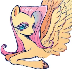 Size: 2048x2048 | Tagged: safe, artist:nimingxiwang168, derpibooru import, fluttershy, pegasus, pony, female, image, mare, png, simple background, solo, spread wings, unshorn fetlocks, white background, wings