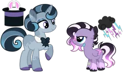 Size: 2914x1716 | Tagged: safe, artist:strawberry-spritz, derpibooru import, pegasus, pony, unicorn, bandaid, bandaid on nose, duo, female, filly, foal, horn, image, magical lesbian spawn, mare, offscreen character, offspring, parent:diamond tiara, parent:marble pie, parent:marbletrixie, parent:rumble, parent:trixie, parents:tiarumble, png, simple background, transparent background