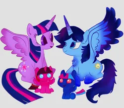 Size: 1879x1633 | Tagged: safe, derpibooru import, twilight sparkle, twilight sparkle (alicorn), oc, oc:blue thunder, alicorn, pony, canon x oc, colt, family, female, filly, foal, image, male, parent:twilight sparkle, png, shipping, straight, thundersparkle