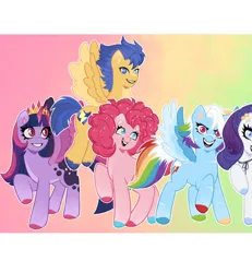 Size: 1440x1560 | Tagged: safe, artist:olikotier, derpibooru import, part of a set, flash sentry, pinkie pie, rainbow dash, rarity, twilight sparkle, twilight sparkle (alicorn), alicorn, pony, gradient background, image, jpeg, twitterina design