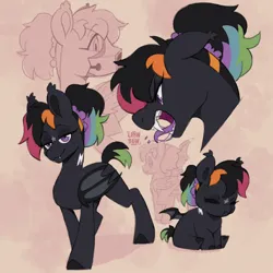 Size: 2000x2000 | Tagged: safe, artist:lionbun, derpibooru import, oc, oc:nacht, bat pony, pony, bat pony oc, bat wings, bust, chibi, female, full body, hissing, image, mare, mask, png, portrait, sketch, sketch page, wings