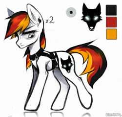 Size: 2262x2160 | Tagged: oc name needed, source needed, safe, artist:enjaadjital, derpibooru import, oc, unofficial characters only, earth pony, pony, belt, color palette, cutie mark, ear piercing, earth pony oc, full body, image, jpeg, male, male oc, piercing, reflection, side view, simple background, solo, stallion, stallion oc, standing, white background