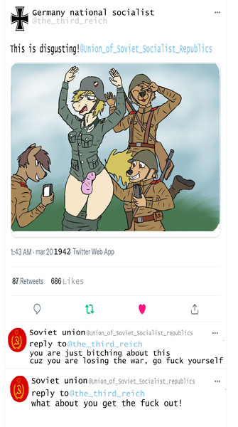 Size: 5736x10279 | Tagged: questionable, artist:juninhooficial, derpibooru import, part of a set, oc, unofficial characters only, anthro, earth pony, series:world war 2 on twitter, clothes, funny porn, furry, futa, group, humiliation, image, intersex, jpeg, male, meta, mobile phone, nazi, nazi germany, panties, part of a series, phone, posing for photo, red army, smiling, social media, soldier, soviet union, surrender, twitter, underwear, wehrmacht, world war ii