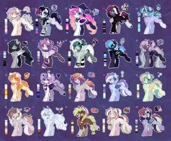 Size: 2048x1686 | Tagged: safe, artist:flixanoa, derpibooru import, oc, unnamed oc, unofficial characters only, bat pony, earth pony, pegasus, pony, abstract background, adoptable, adoptable open, ahoge, bandage, bandaged leg, bandaid, bandana, base used, bat pony oc, bat wings, big eyes, black eyeshadow, black socks, black wings, blaze (coat marking), blue eyes, blue mane, blue pupils, blue sclera, blue tail, blue wings, bow, braid, braided ponytail, braided tail, brown coat, brown hooves, chest fluff, choker, clothes, coat markings, collar, color palette, colored belly, colored eartips, colored eyelashes, colored hooves, colored horns, colored muzzle, colored pupils, colored sclera, colored wings, coontails, cowboy hat, cream coat, curly mane, curly tail, dyed mane, ear fluff, ear piercing, ear tufts, earring, earth pony oc, eye clipping through hair, eyelashes, eyeshadow, facial markings, fangs, fishnet clothing, fishnets, flower, flower in hair, flower in tail, fluffy leg warmers, folded wings, frown, gauges, glasses, gradient ears, gradient legs, gradient mane, gradient tail, gray coat, gray eyes, gray eyeshadow, gray mane, gray tail, gray wings, green bow, green coat, green eyes, green mane, green tail, green wings, hair accessory, hair bow, hair tie, hat, heterochromia, hock fluff, hoodie, hoofless socks, hooves, horn, horns, image, jacket, jewelry, jpeg, lace choker, leather, leather jacket, leg markings, leg warmers, lidded eyes, light blue coat, long mane, long socks, long tail, looking back, makeup, mane accessory, multicolored mane, multicolored tail, narrowed eyes, neckerchief, orange eyes, orange mane, orange tail, orange wings, outline, pale belly, pale muzzle, pegasus oc, piercing, pigtails, pink coat, pink eyes, ponytail, punk, purple coat, purple eyes, purple eyeshadow, purple wings, raised hoof, raised leg, red eyes, red hooves, round glasses, ruffled collar, scrapes, shirt, short horns, short mane, short tail, shoulder fluff, silver coat, sleeveless, sleeveless hoodie, slit pupils, smiling, snip (coat marking), socks, socks (coat marking), sparkly eyes, sparkly mane, sparkly tail, spiky mane, spiky tail, spots, standing on two hooves, stetson, stockings, straight mane, straight tail, striped leg warmers, striped mane, striped tail, suit jacket, tail, tail bow, tattoo, thick horn, thigh highs, three quarter view, three toned mane, three toned tail, tied mane, tied tail, tinted glasses, tongue out, two toned ears, two toned wings, unicorn horn, wall of tags, white coat, white eyelashes, white hooves, white wings, wingding eyes, wings, witch hat, wristband, yellow coat