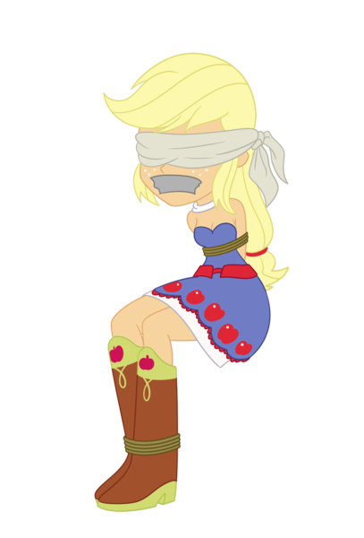 Size: 2000x2952 | Tagged: safe, artist:nie-martw-sie-o-mnie, derpibooru import, applejack, human, equestria girls, g4, applesub, blindfold, bondage, boots, bound and gagged, clothes, dress, fall formal outfits, female, femsub, freckles, gag, image, png, rope, rope bondage, shoes, simple background, solo, submissive, tape, tape gag, this is our big night, transparent background