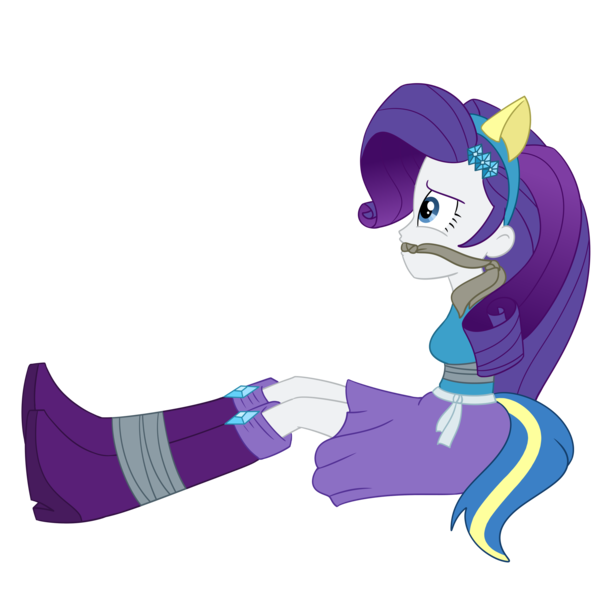 Size: 2500x2500 | Tagged: safe, artist:nie-martw-sie-o-mnie, derpibooru import, rarity, human, equestria girls, g4, bondage, boots, bound and gagged, cleave gag, cloth gag, clothes, female, femsub, gag, hairpin, helping twilight win the crown, high heel boots, image, png, rarisub, shoes, simple background, solo, submissive, tape, tape bondage, transparent background, wondercolts uniform