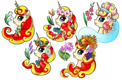 Size: 800x525 | Tagged: safe, artist:mesuyoru, derpibooru import, oc, oc:miss libussa, unofficial characters only, pony, unicorn, czequestria, czequestria 202x, eyeshadow, female, female oc, floral head wreath, floral necklace, flower, flower in hair, gradient eyeshadow, head only, horn, image, makeup, mare, png, pony oc, profile picture, simple background, solo, transparent background, unicorn oc