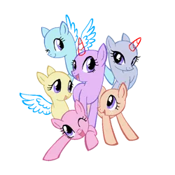 Size: 768x768 | Tagged: safe, artist:dazzle, derpibooru import, pony, g4, base, female, group, image, looking at you, manga style, mare, ms paint base, ms paint friendly, png, simple background, transparent background