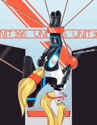 Size: 3500x4500 | Tagged: suggestive, artist:chapaevv, derpibooru import, oc, oc:cutting chipset, anthro, ballgag, bondage, butt, console, gag, image, latex, latex suit, looking at you, male, png, solo, solo male, suspended, suspended in mid air, text, upside down