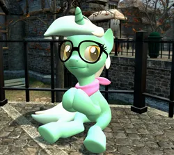 Size: 3028x2701 | Tagged: safe, artist:gmodponies, derpibooru import, lyra heartstrings, pony, unicorn, g4, 3d, bandana, counter-strike, de tides, female, glasses, gmod, hooves together, horn, image, jpeg, looking at you, mare, sitting, smiling, smug