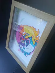 Size: 3120x4160 | Tagged: safe, artist:morrigun, derpibooru import, adagio dazzle, aria blaze, sonata dusk, siren, alternate design, craft, female, image, irl, jpeg, papercraft, photo, picture frame, rainbow rocks 10th anniversary, true form