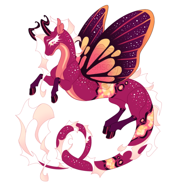 Size: 4200x4200 | Tagged: safe, artist:gigason, derpibooru import, oc, oc:viva magenta, draconequus, hybrid, image, interspecies offspring, magical threesome spawn, offspring, parent:discord, parent:oc:glow wing, parent:oc:zelus, png, simple background, solo, transparent background