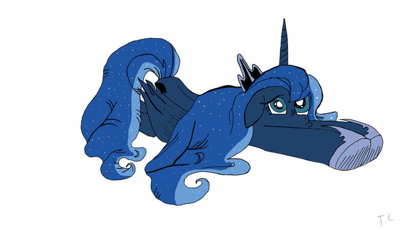 Size: 1024x576 | Tagged: safe, artist:slicer4ever, derpibooru import, idw, princess luna, alicorn, pony, g4, 2016, image, jpeg, old art, pouty lips, simple background, solo, white background