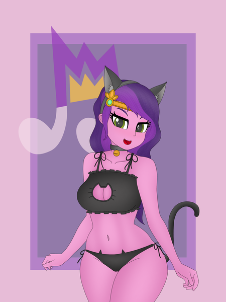 Size: 3072x4096 | Tagged: suggestive, artist:ticonderoka, derpibooru import, pipp petals, human, equestria girls, g4, g5, belly, belly button, breasts, busty pipp petals, cat ears, cat lingerie, cat tail, clothes, cutie mark background, equestria girls-ified, female, g5 to equestria girls, g5 to g4, generation leap, high res, image, lingerie, png, solo, solo female, stupid sexy pipp petals, tail