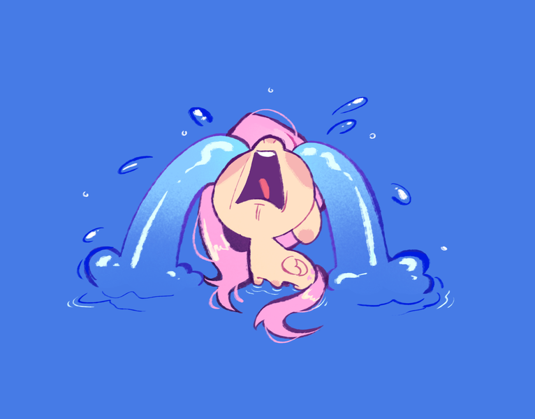 Size: 3232x2532 | Tagged: safe, artist:azaani, derpibooru import, fluttershy, pegasus, pony, blue background, chibi, crying, cute, female, frown, image, mare, nose in the air, ocular gushers, open mouth, png, sad, sadorable, shyabetes, simple background, solo, volumetric mouth