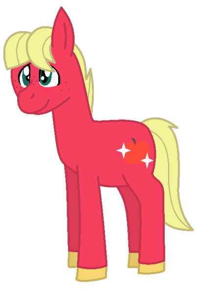 Size: 488x716 | Tagged: safe, artist:marshalia147, derpibooru import, oc, oc:red delicious, unofficial characters only, earth pony, pony, earth pony oc, freckles, image, male, offspring, parent:big macintosh, parent:marble pie, parents:marblemac, png, simple background, solo, stallion, transparent background