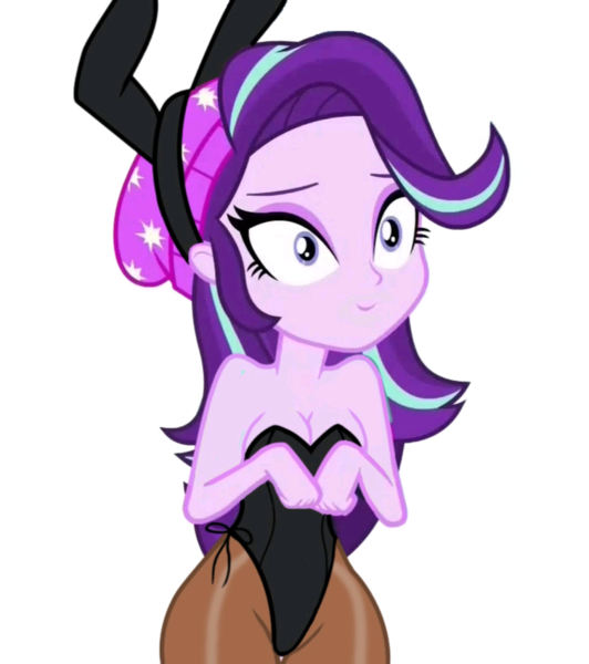 Size: 754x851 | Tagged: suggestive, artist:fishsandwich, artist:laszlvfx, edit, ponerpics import, vector edit, starlight glimmer, equestria girls, mirror magic, spoiler:eqg specials, adorasexy, beanie, breasts, bunny suit, busty starlight glimmer, cleavage, clothes, cute, daaaaaaaaaaaw, female, hat, humans doing horse things, image, pantyhose, png, sexy, simple background, solo, solo female, stupid sexy starlight glimmer, transparent background, vector