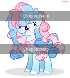 Size: 1822x2016 | Tagged: safe, artist:scarffist, derpibooru import, oc, unofficial characters only, earth pony, pony, adoptable, auction, auction open, base used, blue hair, blue mane, cute, female, happy, image, light skin, long hair, long mane, pink eyes, pink hair, pink mane, png, ribbon, short tail, smiling, tail, teeth, watermark