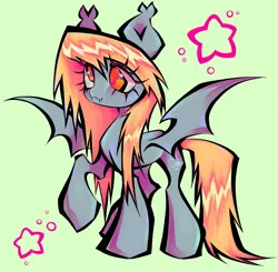 Size: 1440x1412 | Tagged: safe, artist:broniesforponies, derpibooru import, derpy hooves, bat pony, pony, bat ponified, derpybat, green eyes, image, jpeg, race swap, raised hoof, solo