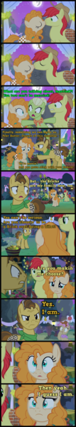 Size: 1978x11126 | Tagged: safe, derpibooru import, edit, edited screencap, screencap, cup cake, grand pear, granny smith, mayor mare, pear butter, earth pony, pony, g4, the perfect pear, angry, apple, apple tree, ashamed, bandana, basket, brick booty, bricks, chiffon swirl, comic, concerned, cowboy hat, decoration, female, food, forced meme, grey hair, hat, hay, hoof over mouth, image, kiss on the lips, kissing, male, mare, mare in the moon, marriage, meme, moon, night, pear, pear tree, png, pointing, recolor, sad, screencap comic, shocked, shocked expression, speech, speechless, stallion, starry sky, sweet apple acres, talking, teary eyes, text, tiled floor, tree, uneasy, wedding, young cup cake, young grand pear, young granny smith, young mayor mare, younger