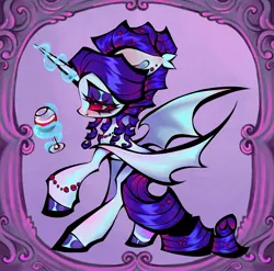 Size: 2048x2023 | Tagged: safe, artist:broniesforponies, derpibooru import, rarity, bat pony, pony, bat ponified, border, female, image, jpeg, mare, race swap, raribat, solo