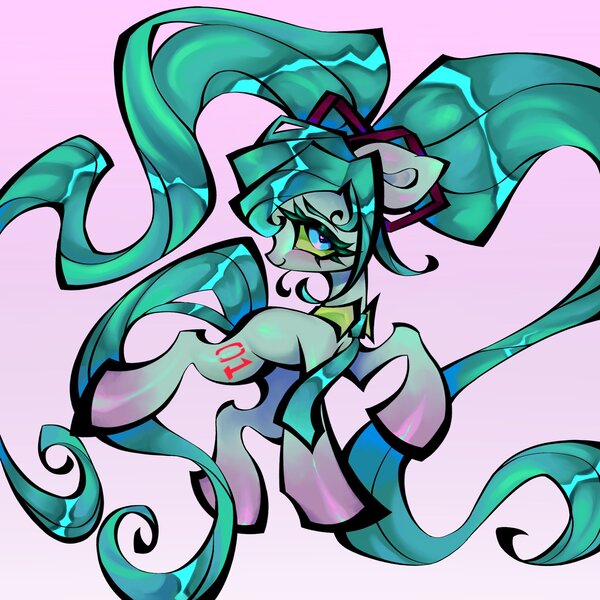 Size: 2048x2048 | Tagged: safe, artist:broniesforponies, derpibooru import, ponified, earth pony, pony, female, hatsune miku, image, jpeg, mare, solo, vocaloid