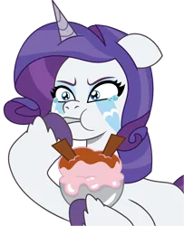 Size: 718x886 | Tagged: safe, artist:prixy05, derpibooru import, rarity, pony, unicorn, g4, g5, my little pony: tell your tale, comfort eating, eating, female, food, g4 to g5, generation leap, horn, ice cream, image, mare, png, simple background, solo, transparent background, vector