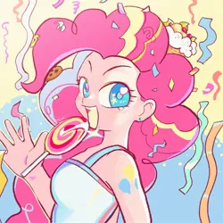 Size: 2048x2048 | Tagged: safe, artist:高纯度灰, derpibooru import, pinkie pie, human, bust, candy, food, humanized, image, jpeg, lollipop, portrait, solo