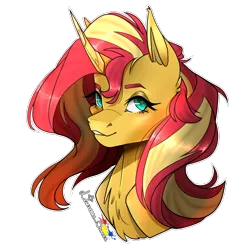 Size: 1000x1000 | Tagged: safe, artist:legendaryshadee, derpibooru import, sunset shimmer, pony, bust, image, png, portrait, simple background, solo, transparent background