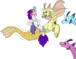 Size: 2846x2228 | Tagged: safe, artist:supahdonarudo, derpibooru import, adagio dazzle, aria blaze, queen novo, sonata dusk, seapony (g4), siren, my little pony: the movie, bubble, crown, dorsal fin, fin, fin wings, fins, fish tail, flowing mane, flowing tail, image, jewelry, looking at each other, looking at someone, ocean, png, rainbow rocks 10th anniversary, regalia, scales, simple background, swimming, tail, transparent background, underwater, water, wings