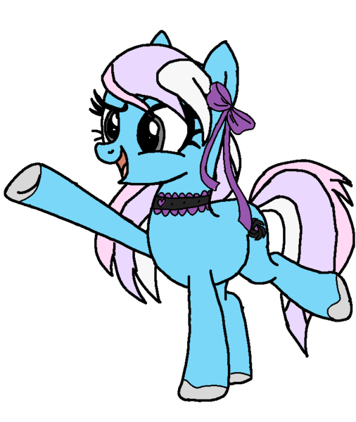 Size: 736x872 | Tagged: safe, artist:maremaxxer, ponerpics import, oc, oc:witchy whirlpool, unofficial characters only, earth pony, pony, base used, blue coat, bow, choker, female, gray eyes, grey hooves, hair bow, hair ribbon, hooves, image, jewelry, long mane, mare, necklace, photo, png, raised hoof, ribbon, solo, tricolor mane