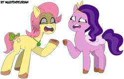 Size: 12209x7745 | Tagged: safe, artist:nguyendeliriam, derpibooru import, pipp, pipp petals, posey (g5), earth pony, pegasus, g5, my little pony: tell your tale, angry, height difference, image, pipp is short, png, scared, simple background, tell your tale accurate, transparent background