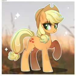 Size: 2880x2880 | Tagged: safe, artist:scarffist, derpibooru import, applejack, earth pony, pony, g4, applejack's hat, base used, blonde, blonde hair, blonde mane, blonde tail, cowboy hat, green eyes, happy, hat, image, long hair, long mane, long tail, looking back, png, ponytail, simple background, smiling, solo, sparkles, stetson, tail