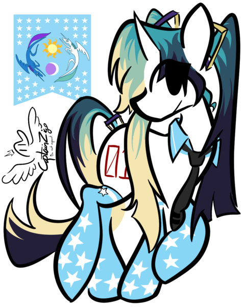 Size: 1018x1273 | Tagged: safe, artist:captainzigo, derpibooru import, ponified, earth pony, pony, cutie mark, female, flag of equestria, hatsune miku, image, mare, png, simple background, solo, transparent background, vocaloid