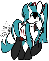 Size: 1018x1273 | Tagged: safe, alternate version, artist:captainzigo, derpibooru import, ponified, earth pony, pony, clothes, cutie mark, female, hatsune miku, image, mare, necktie, png, simple background, socks, solo, transparent background, vocaloid