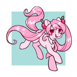 Size: 2048x2048 | Tagged: safe, alternate version, artist:kaylees-art, derpibooru import, ponified, earth pony, pony, anime, clothes, female, hatsune miku, headset, image, looking at you, mare, necktie, pigtails, png, sakura miku, simple background, solo, triple baka, twintails, vocaloid, white background