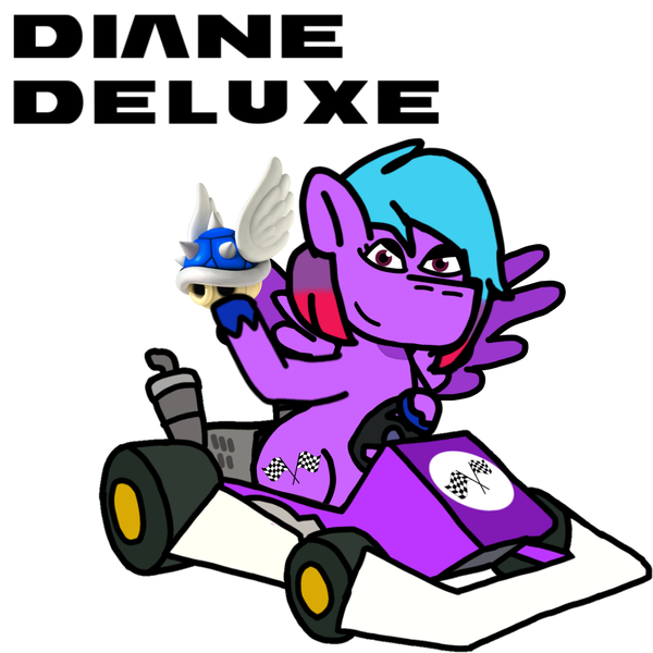 Size: 1280x1280 | Tagged: safe, artist:josephthedumbimpostor, derpibooru import, oc, oc:diane deluxe, ponified, unofficial characters only, pony, blue shell, image, mario kart, png, rule 85, simple background, solo, super mario bros., white background