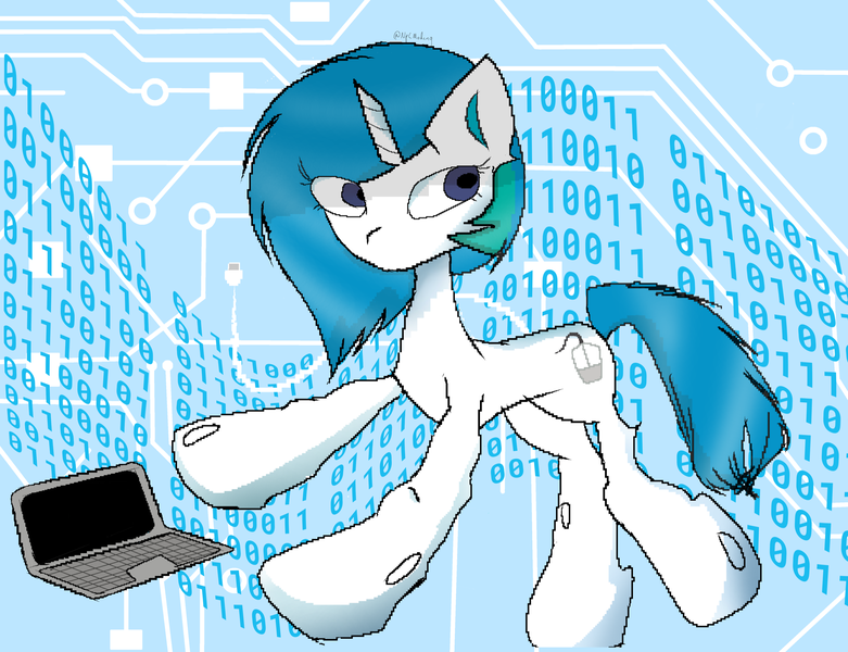 Size: 2463x1891 | Tagged: safe, artist:npcmoding, derpibooru import, pony, belarus, blue background, blue mane, circuit board, compushka, computer, concave belly, female, image, mare, png, simple background, technology, white pony